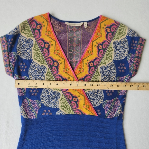 Soft Surroundings Kualoa Tunic Sweater Short Sleeves Printed Colorful Pretty XS - Picture 12 of 16
